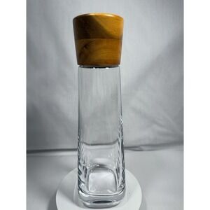 Nambe Vie Decanter Glass w/ Wood Stopper Modern Square 12" Carafe NWOB